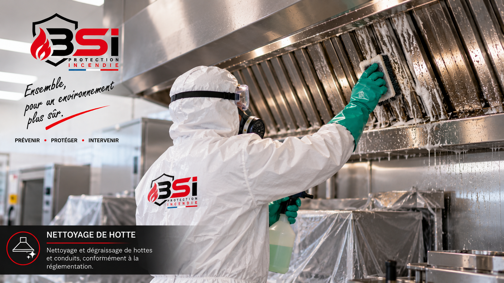 Nettoyage et dégraissage des hottes professionnelles — BSI Protection Incendie